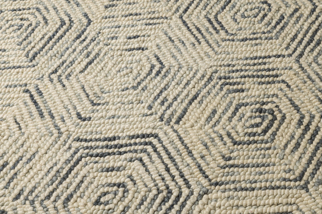 Slate Hexxa - Handcrafted Wool Carpet - Wool - 7*5 ft