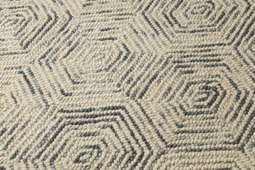 Slate Hexxa - Handcrafted Wool Carpet - Wool - 7*5 ft