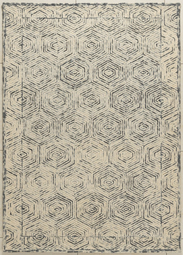 Slate Hexxa - Handcrafted Wool Carpet - Wool - 7*5 ft