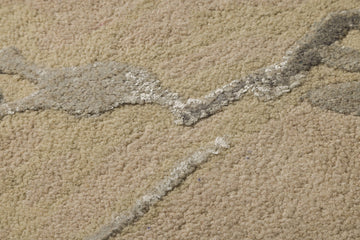 Beige Marble -  Handcrafted Wool Carpet - Wool - 7*5 ft