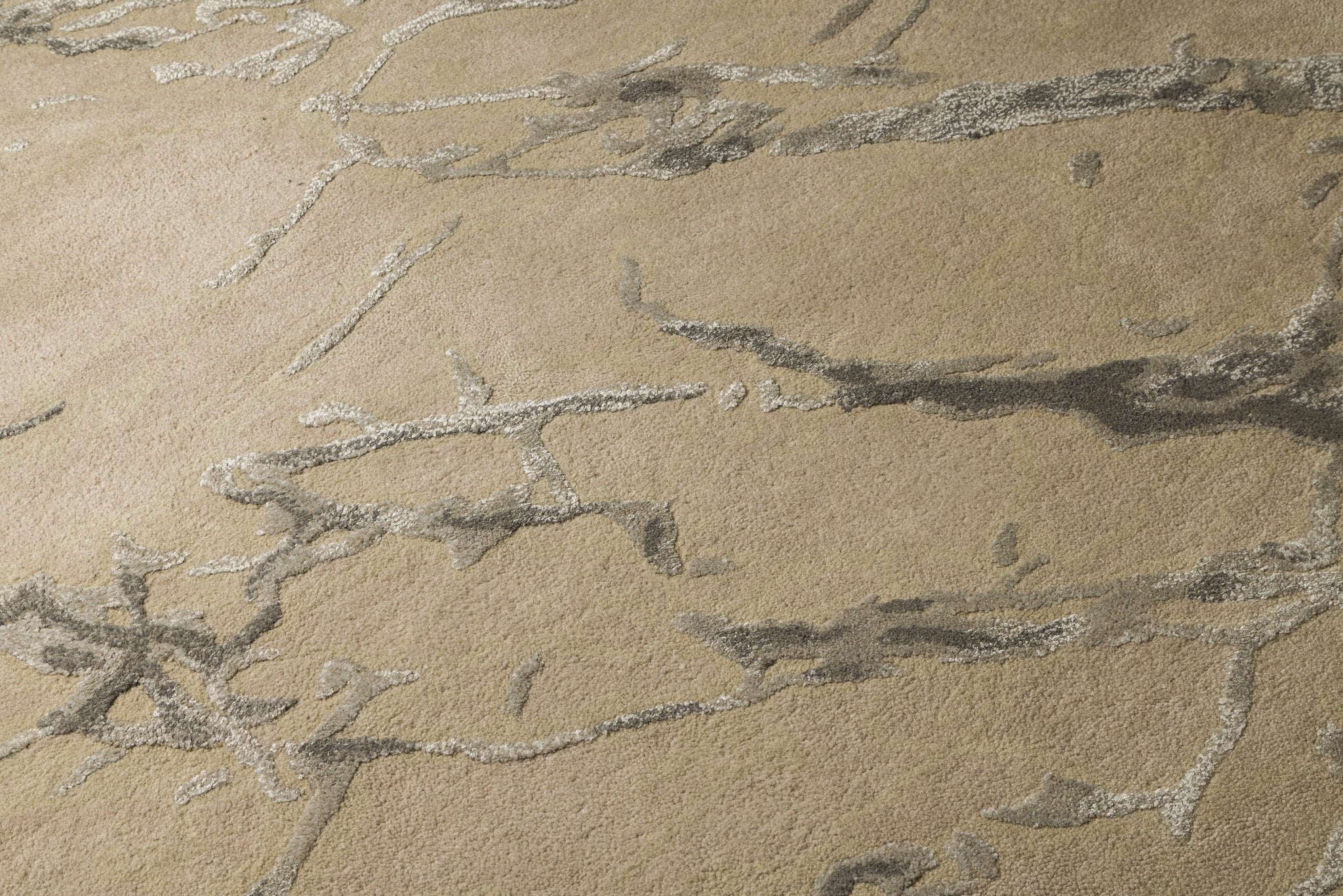 Beige Marble -  Handcrafted Wool Carpet - Wool - 7*5 ft