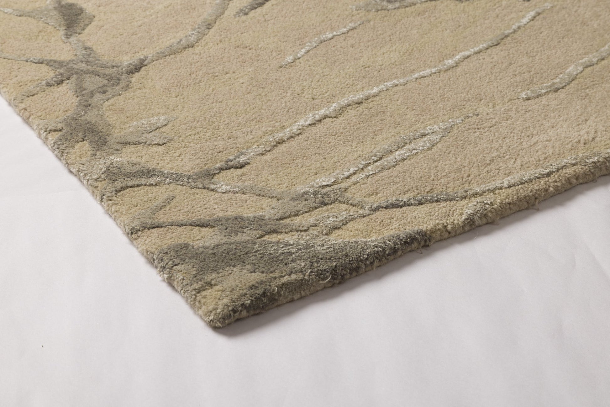 Beige Marble -  Handcrafted Wool Carpet - Wool - 7*5 ft