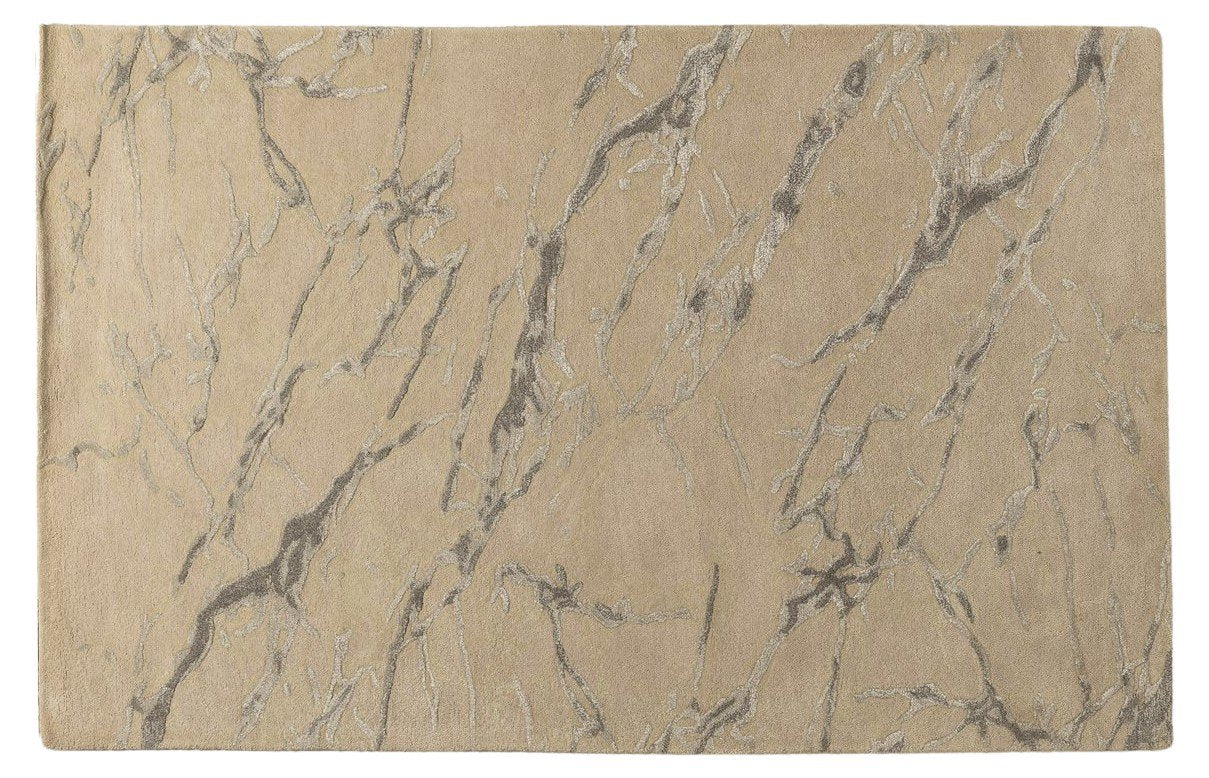 Beige Marble -  Handcrafted Wool Carpet - Wool - 7*5 ft