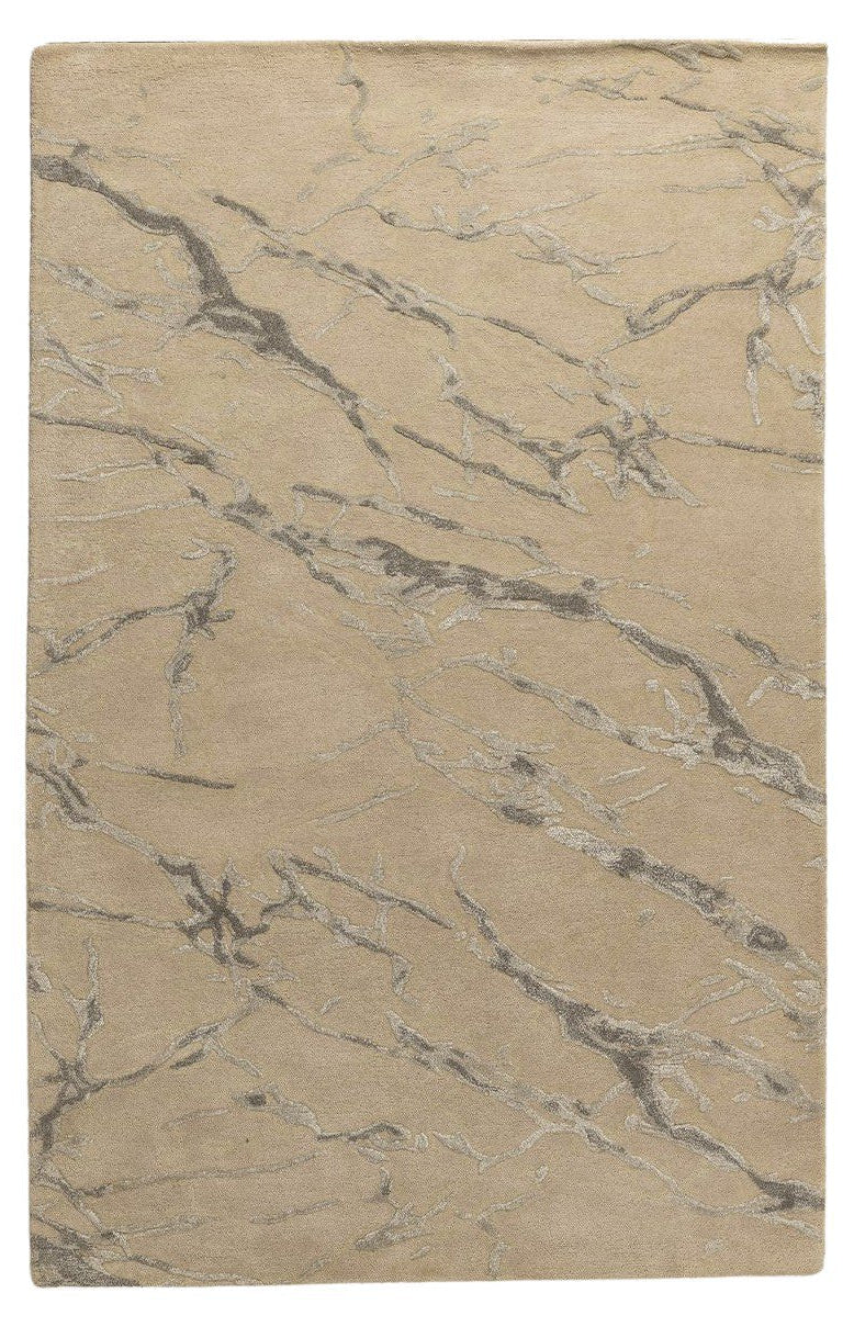 Beige Marble -  Handcrafted Wool Carpet - Wool - 7*5 ft