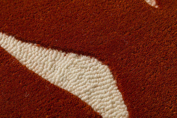 Terracotta Curve - Handcrafted Wool Carpet - Wool - 7*5 ft