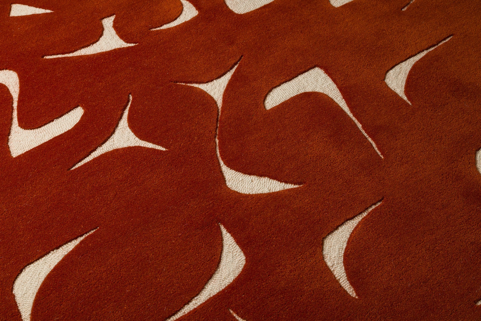 Terracotta Curve - Handcrafted Wool Carpet - Wool - 7*5 ft