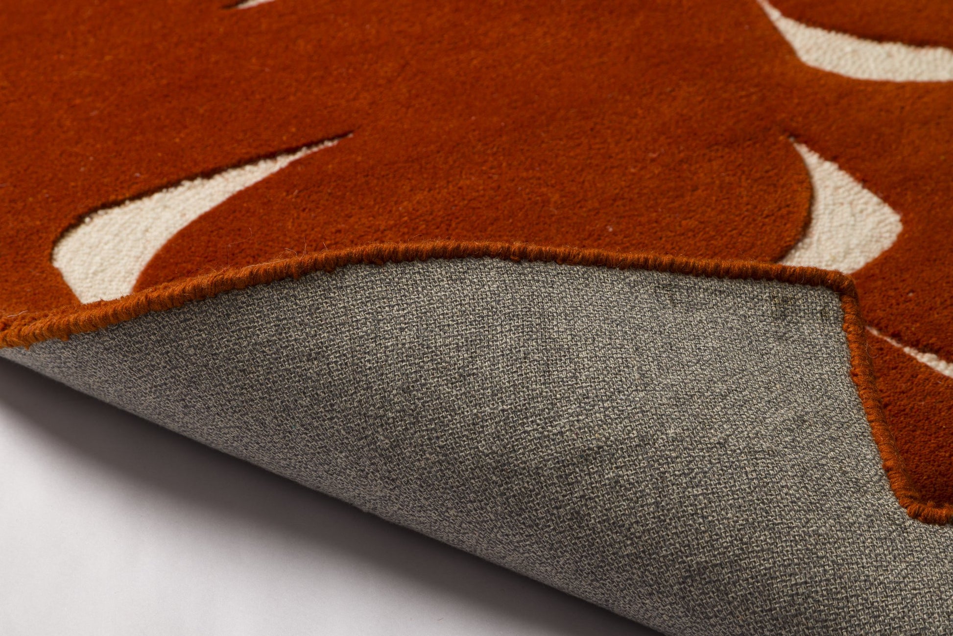 Terracotta Curve - Handcrafted Wool Carpet - Wool - 7*5 ft