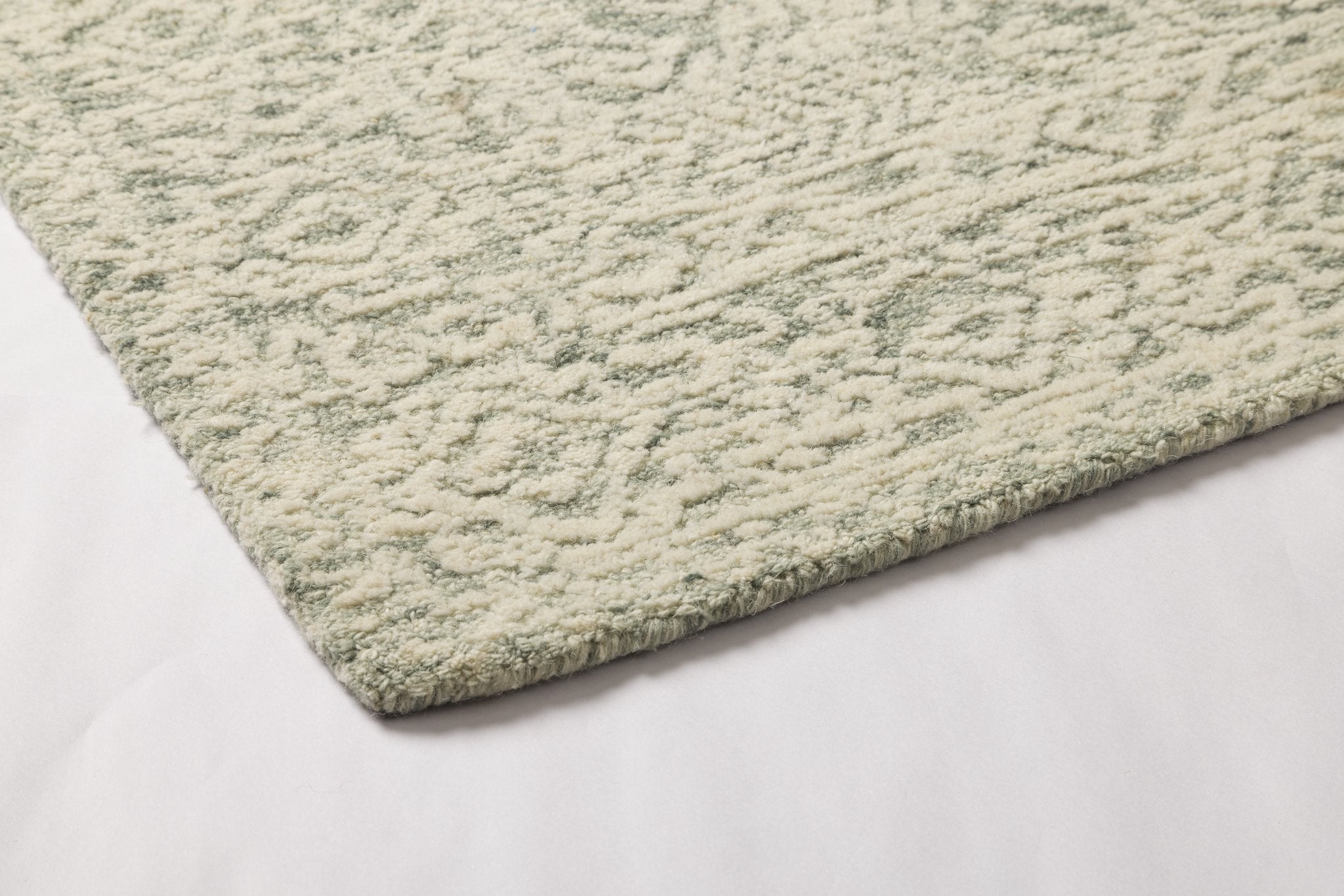 Aqua Lattice -  Handcrafted Wool Carpet - Wool - 7*5 ft