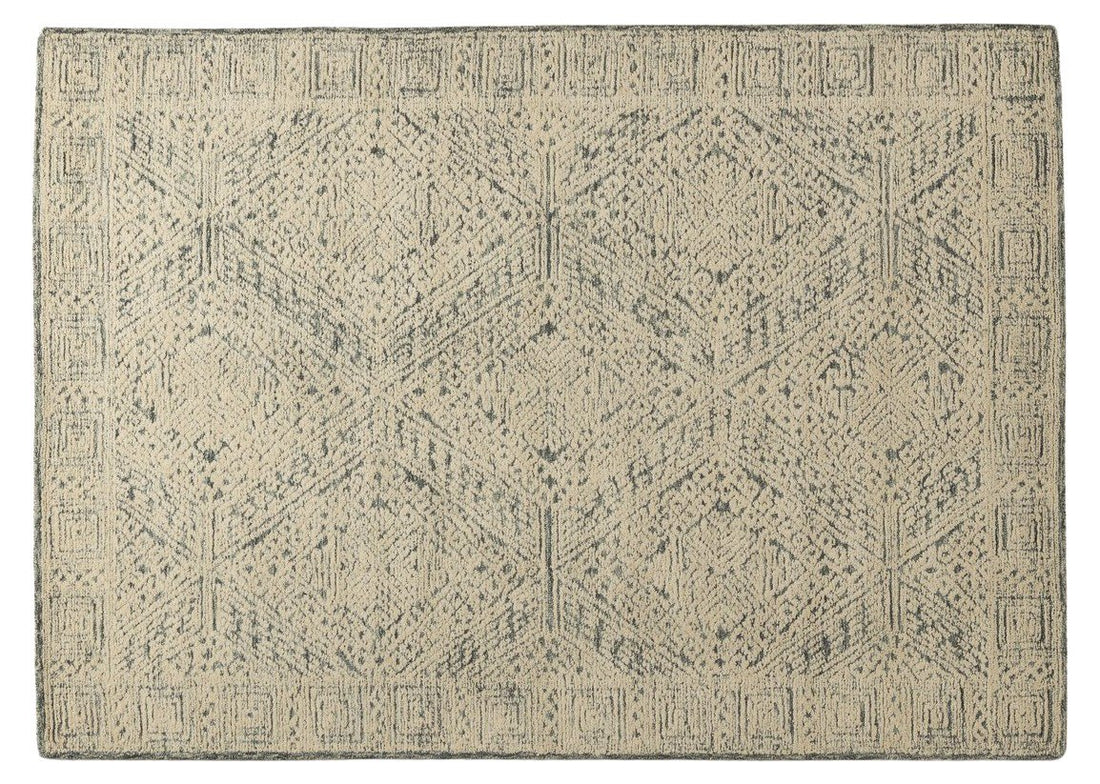 Aqua Lattice -  Handcrafted Wool Carpet - Wool - 7*5 ft