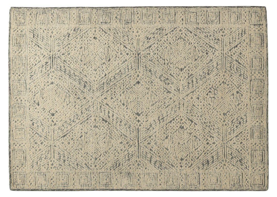 Aqua Lattice -  Handcrafted Wool Carpet - Wool - 7*5 ft