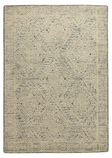 Aqua Lattice -  Handcrafted Wool Carpet - Wool - 7*5 ft