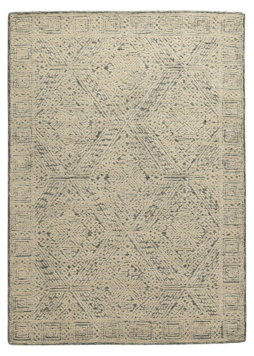 Aqua Lattice -  Handcrafted Wool Carpet - Wool - 7*5 ft