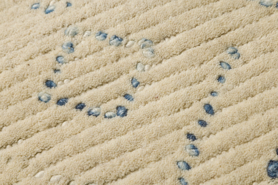 Indigo Dots -  Handcrafted Wool Carpet - Wool - 7*5 ft
