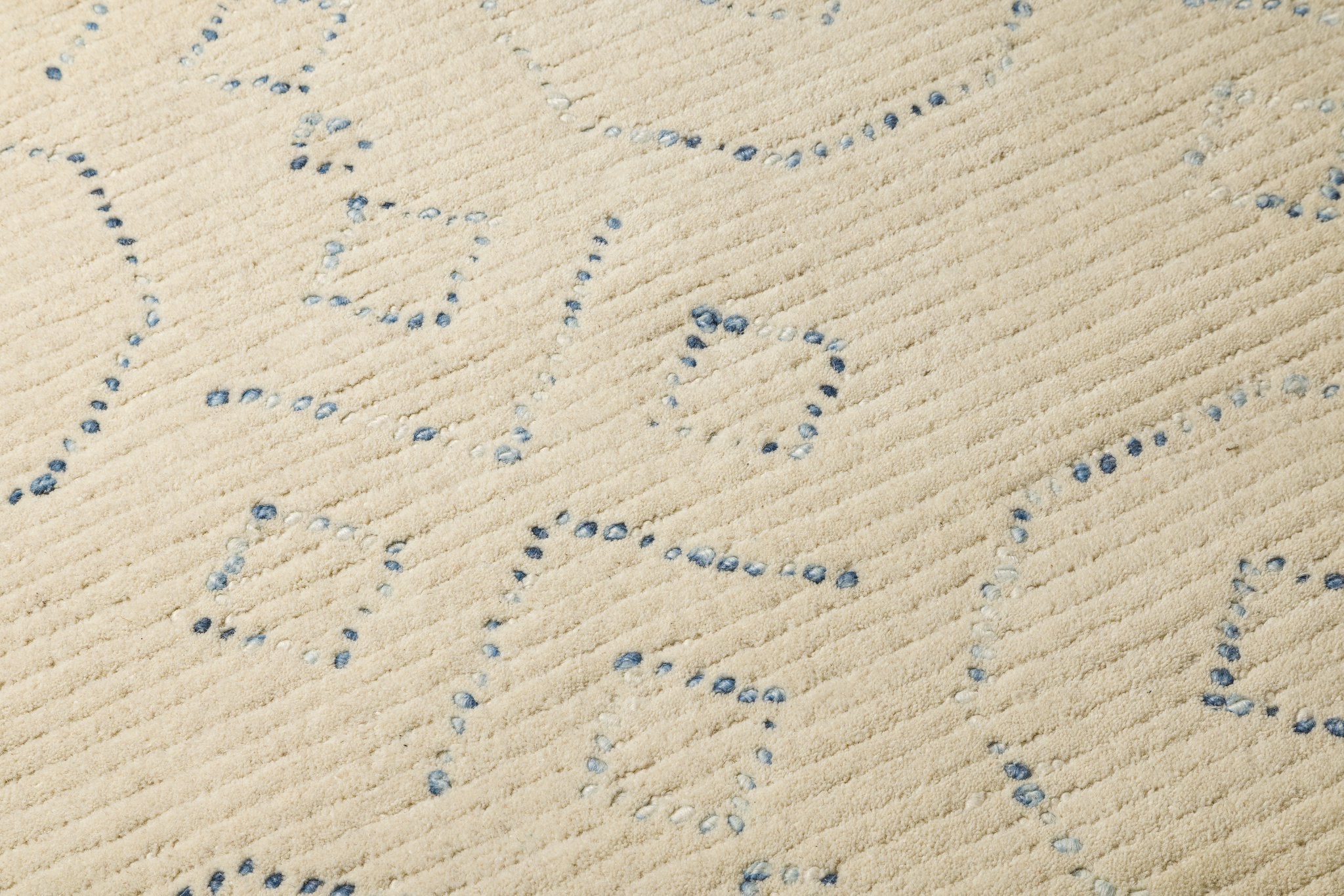 Indigo Dots -  Handcrafted Wool Carpet - Wool - 7*5 ft