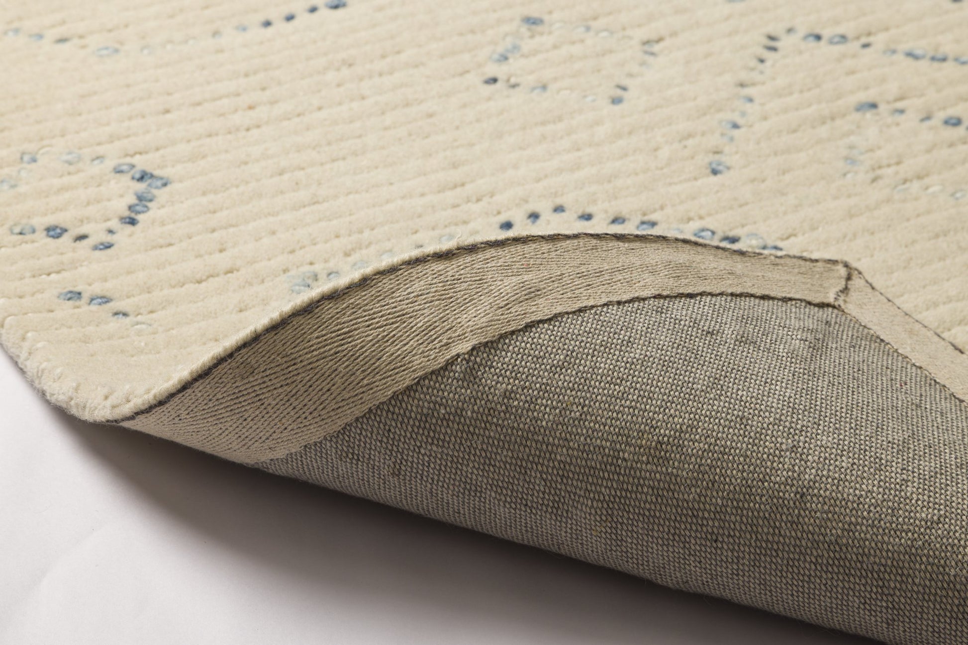 Indigo Dots -  Handcrafted Wool Carpet - Wool - 7*5 ft