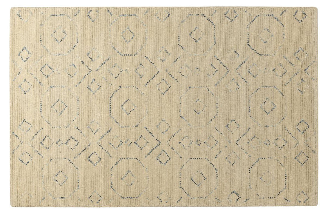 Indigo Dots -  Handcrafted Wool Carpet - Wool - 7*5 ft
