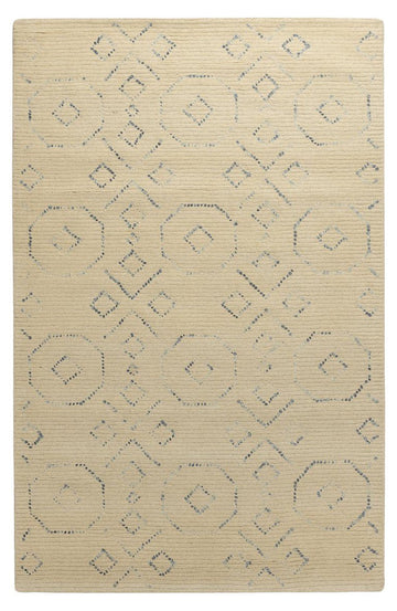 Indigo Dots -  Handcrafted Wool Carpet - Wool - 7*5 ft