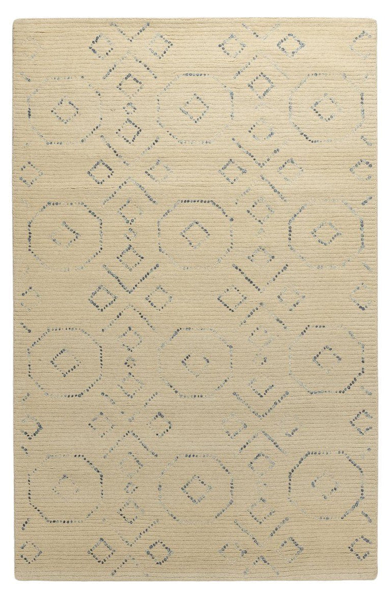 Indigo Dots -  Handcrafted Wool Carpet - Wool - 7*5 ft
