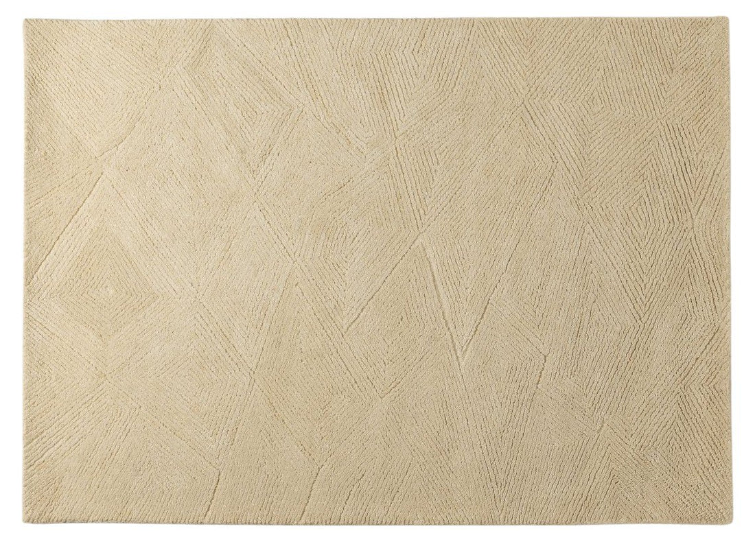 Beige Ripple -  Handcrafted Wool Carpet - Wool - 7*5 ft