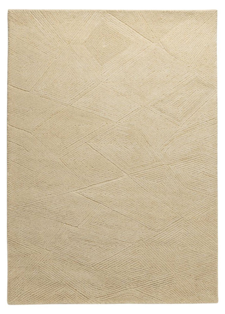 Beige Ripple -  Handcrafted Wool Carpet - Wool - 7*5 ft