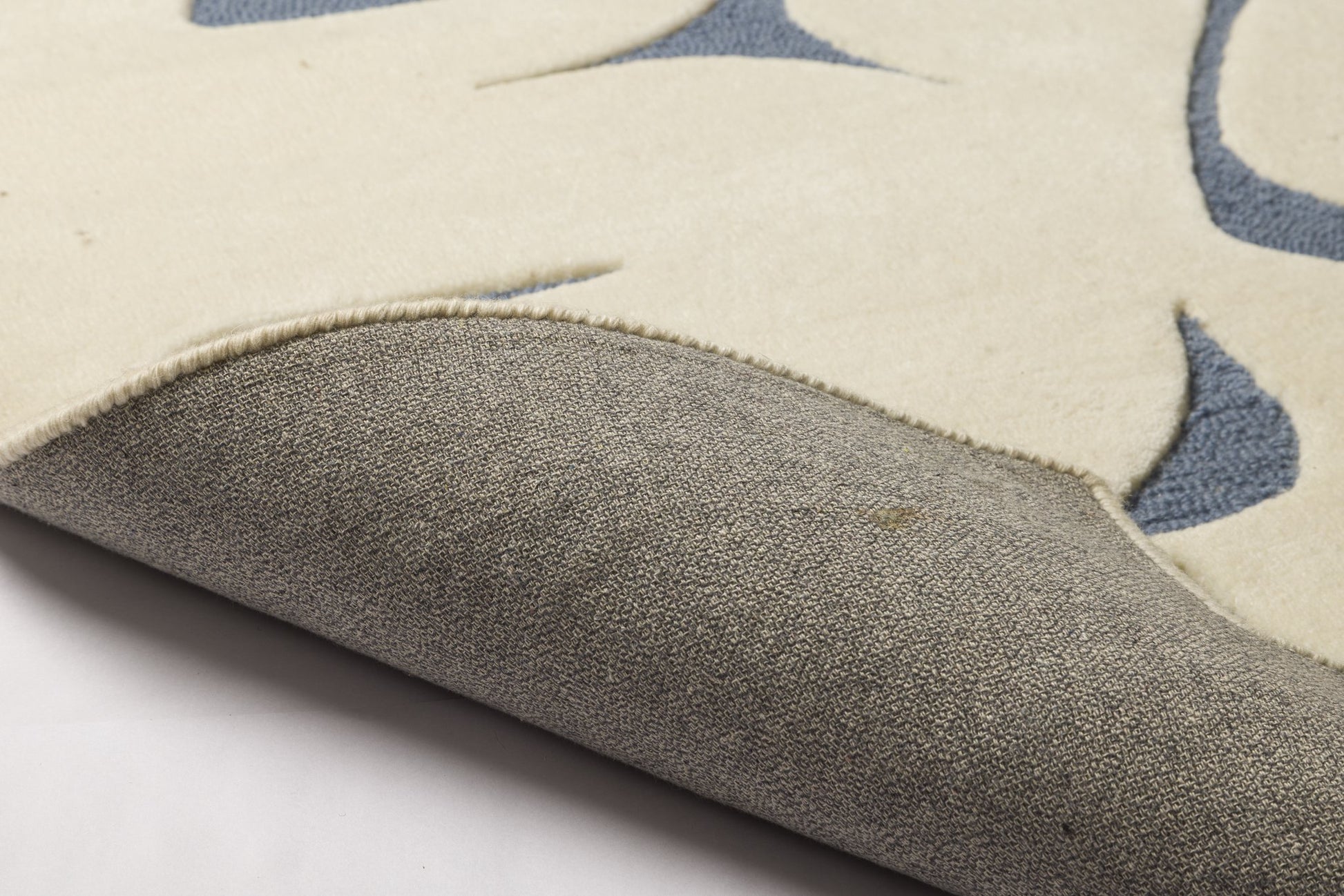 Blue White Motions - Handcrafted Wool Carpet - Wool - 7*5