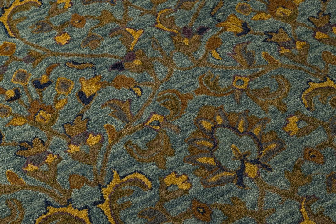 Teal Garden - Handcrafted Silk Wool Carpet - 60% New Zeland Wool + 40% Silk - 8*10