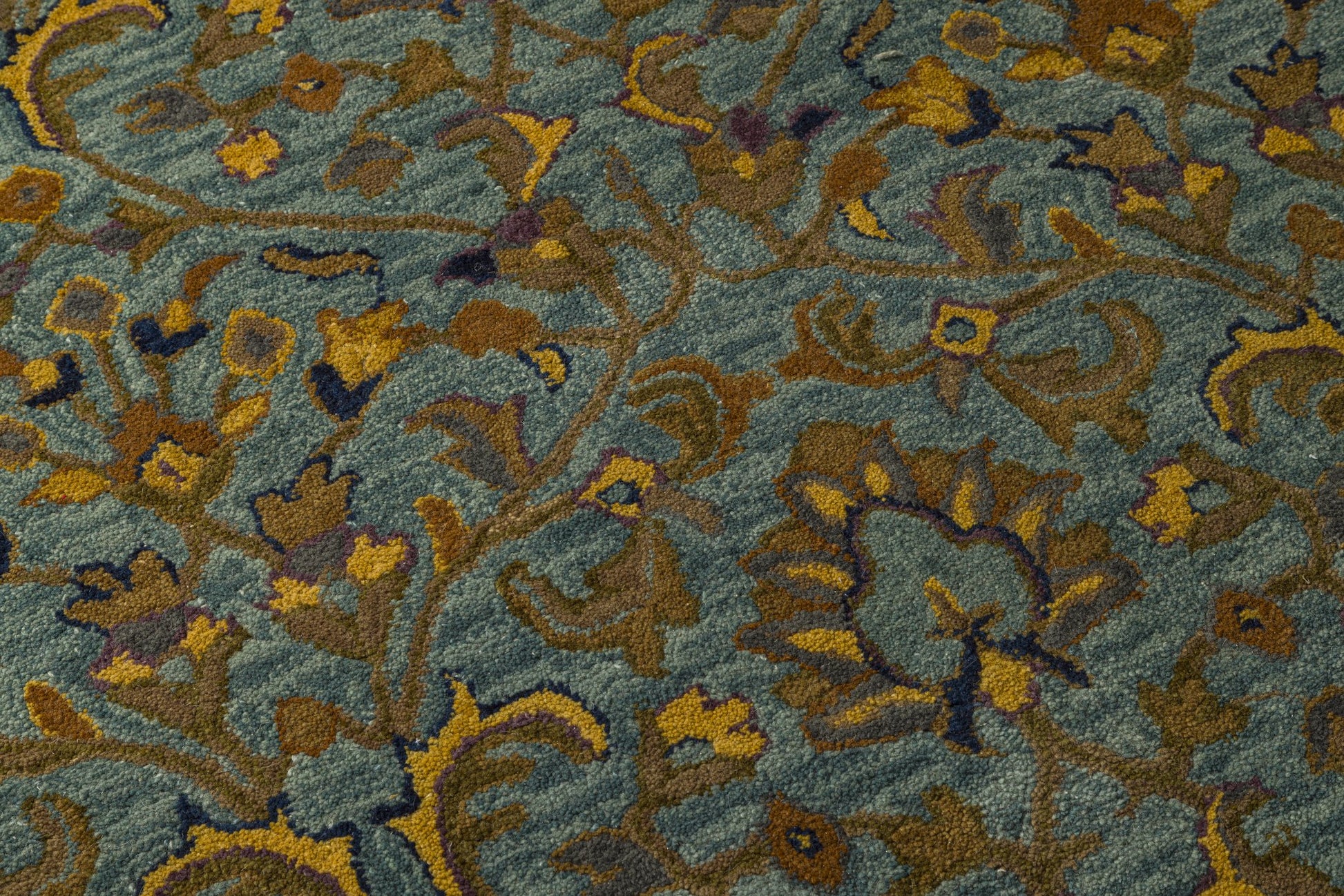 Teal Garden - Handcrafted Silk Wool Carpet - 60% New Zeland Wool + 40% Silk - 8*10
