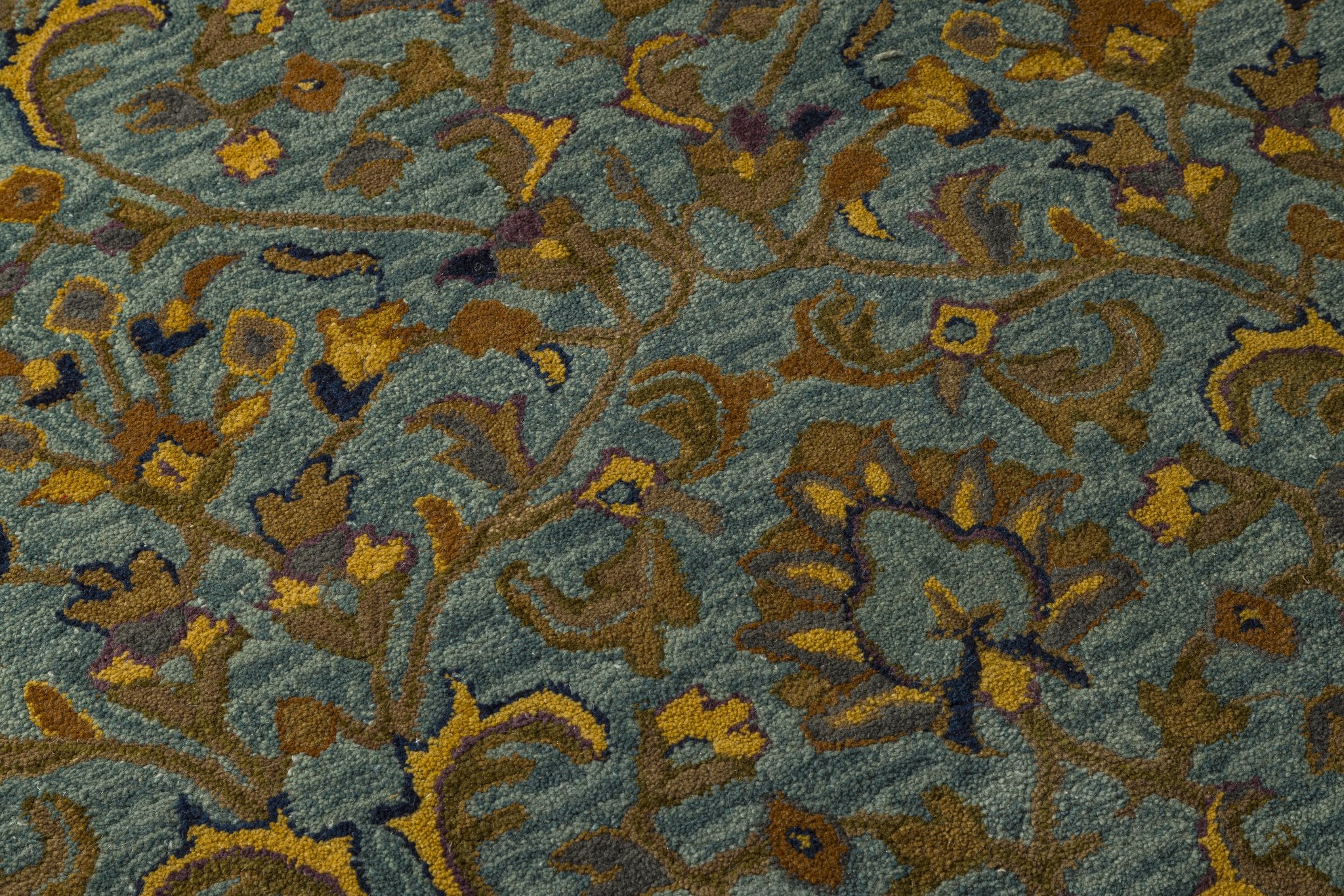 Teal Garden - Handcrafted Silk Wool Carpet - 60% New Zeland Wool + 40% Silk - 8*10