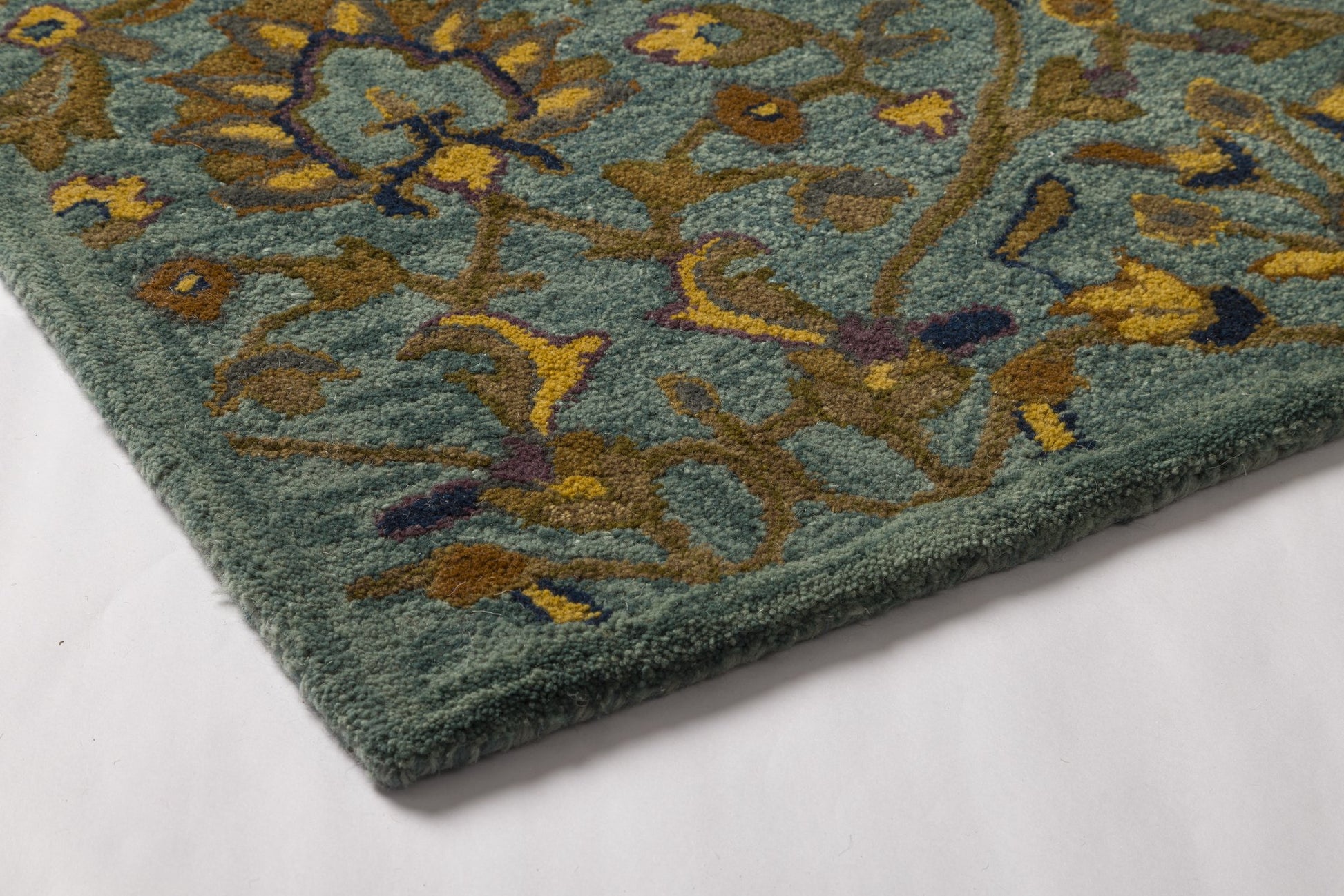 Teal Garden - Handcrafted Silk Wool Carpet - 60% New Zeland Wool + 40% Silk - 8*10