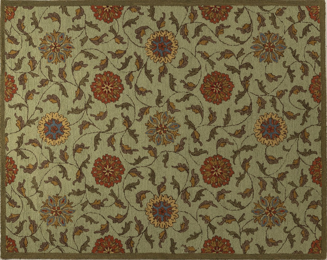 Meadow Medallion – Handcrafted Wool Rug - 100% New Zeland Wool - 7.6*9.6