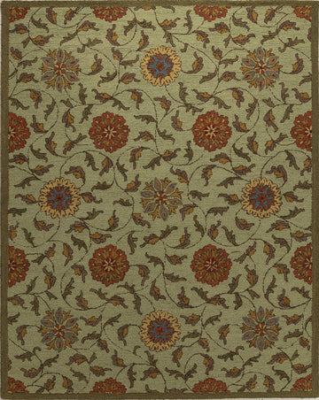 Meadow Medallion – Handcrafted Wool Rug - 100% New Zeland Wool - 7.6*9.6