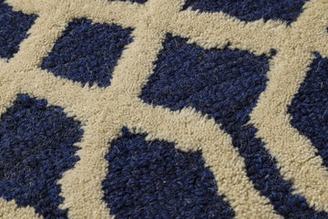 Blue Lattice – Handcrafted Wool Rug - 100% New Zeland Wool - 8*10