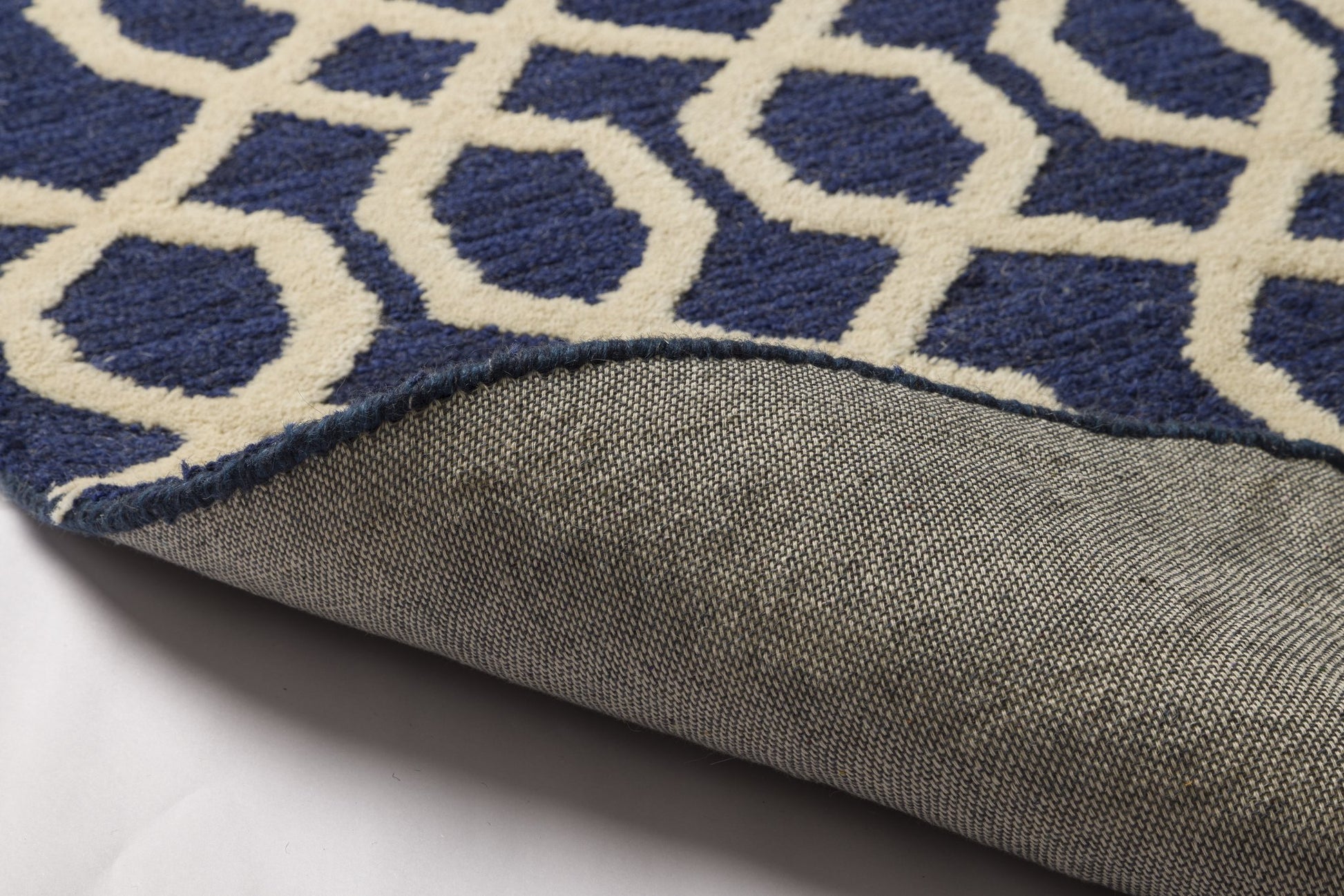 Blue Lattice – Handcrafted Wool Rug - 100% New Zeland Wool - 8*10