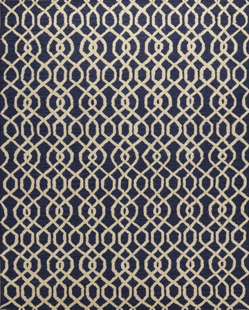 Blue Lattice – Handcrafted Wool Rug - 100% New Zeland Wool - 8*10