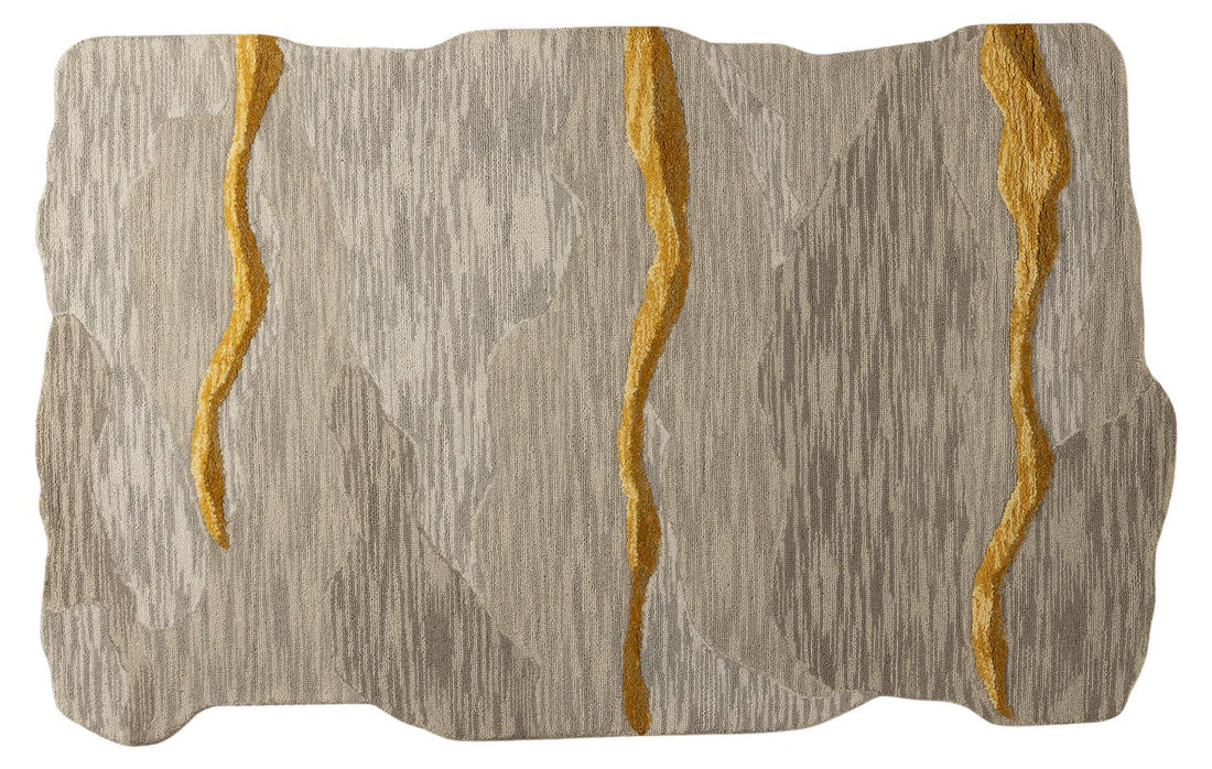 Golden Veins – Sculpted Wool Carpet - 100% Wool - 8*5