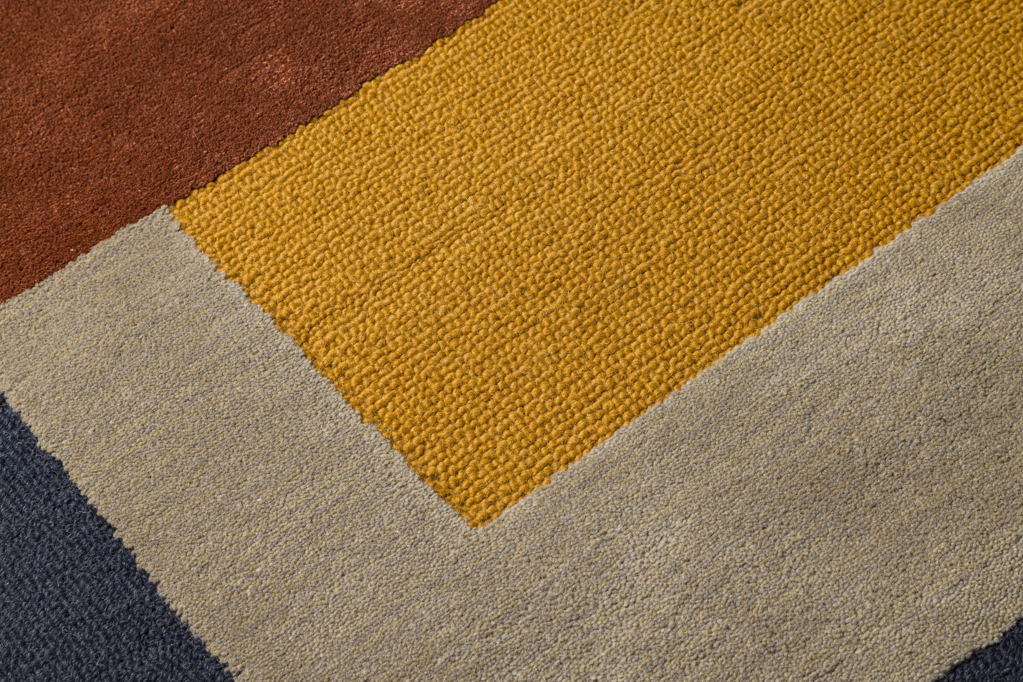Earthbound Blocks - Handcrafted Wool Carpet - 100% Wool - 8*5