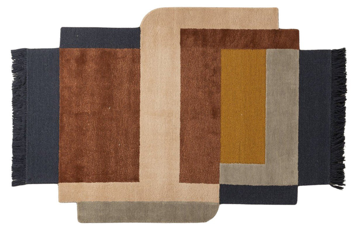 Earthbound Blocks - Handcrafted Wool Carpet - 100% Wool - 8*5