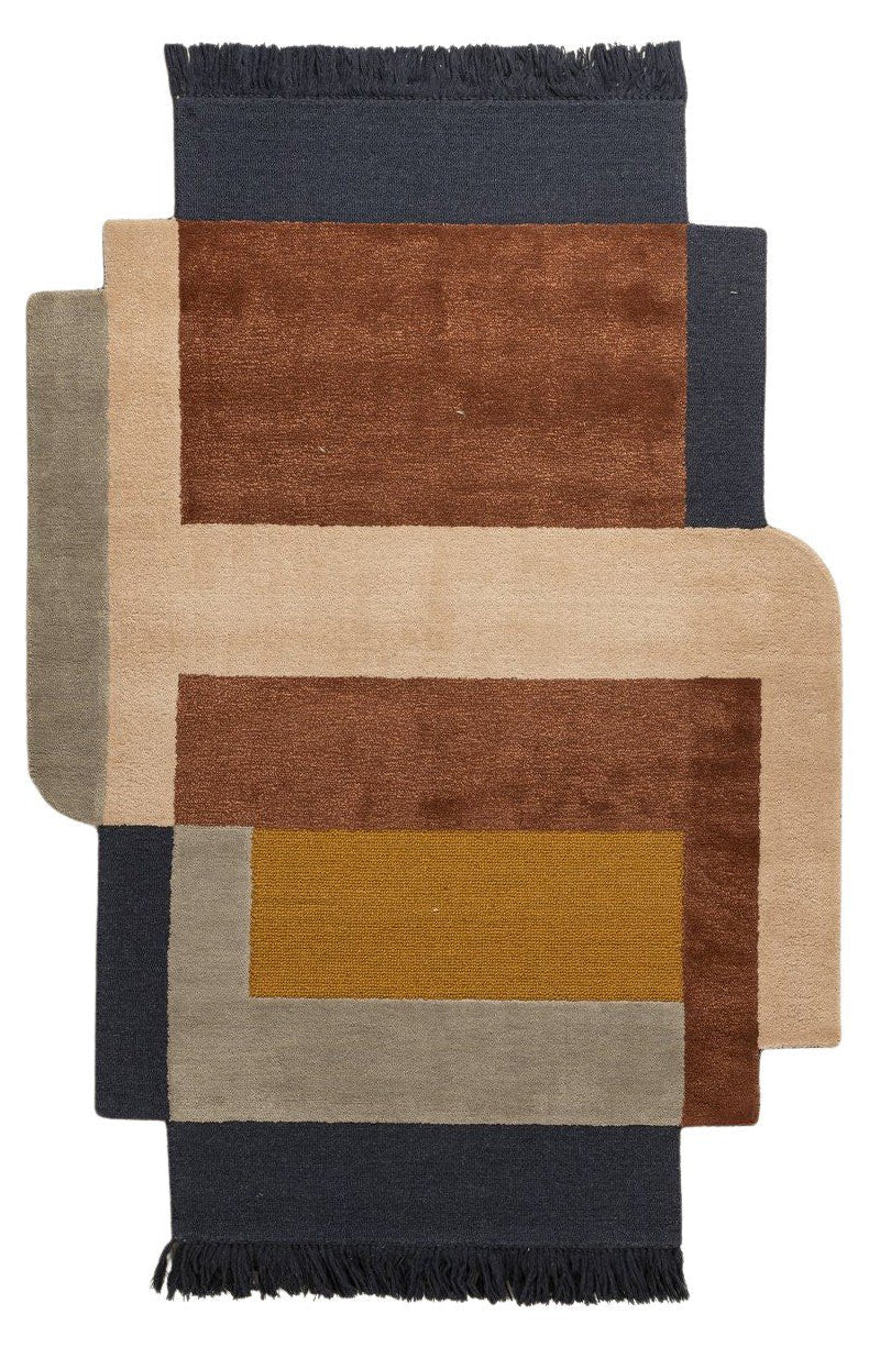 Earthbound Blocks - Handcrafted Wool Carpet - 100% Wool - 8*5