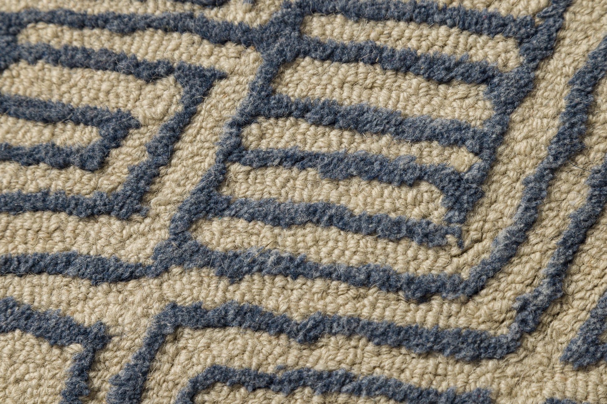 Indigo Maze - Handcrafted Wool Carpet - 100% Wool - 8*5