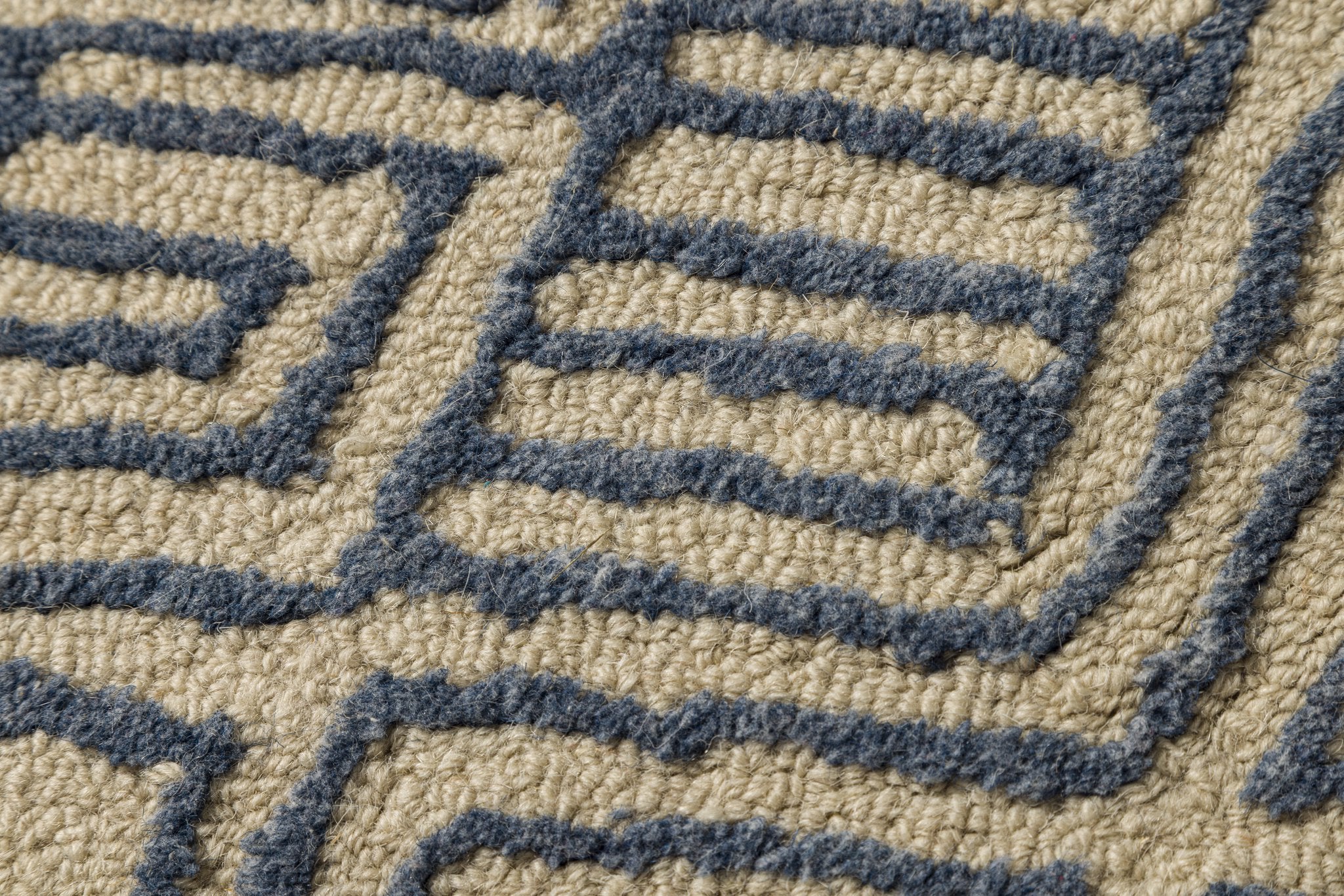 Indigo Maze - Handcrafted Wool Carpet - 100% Wool - 8*5