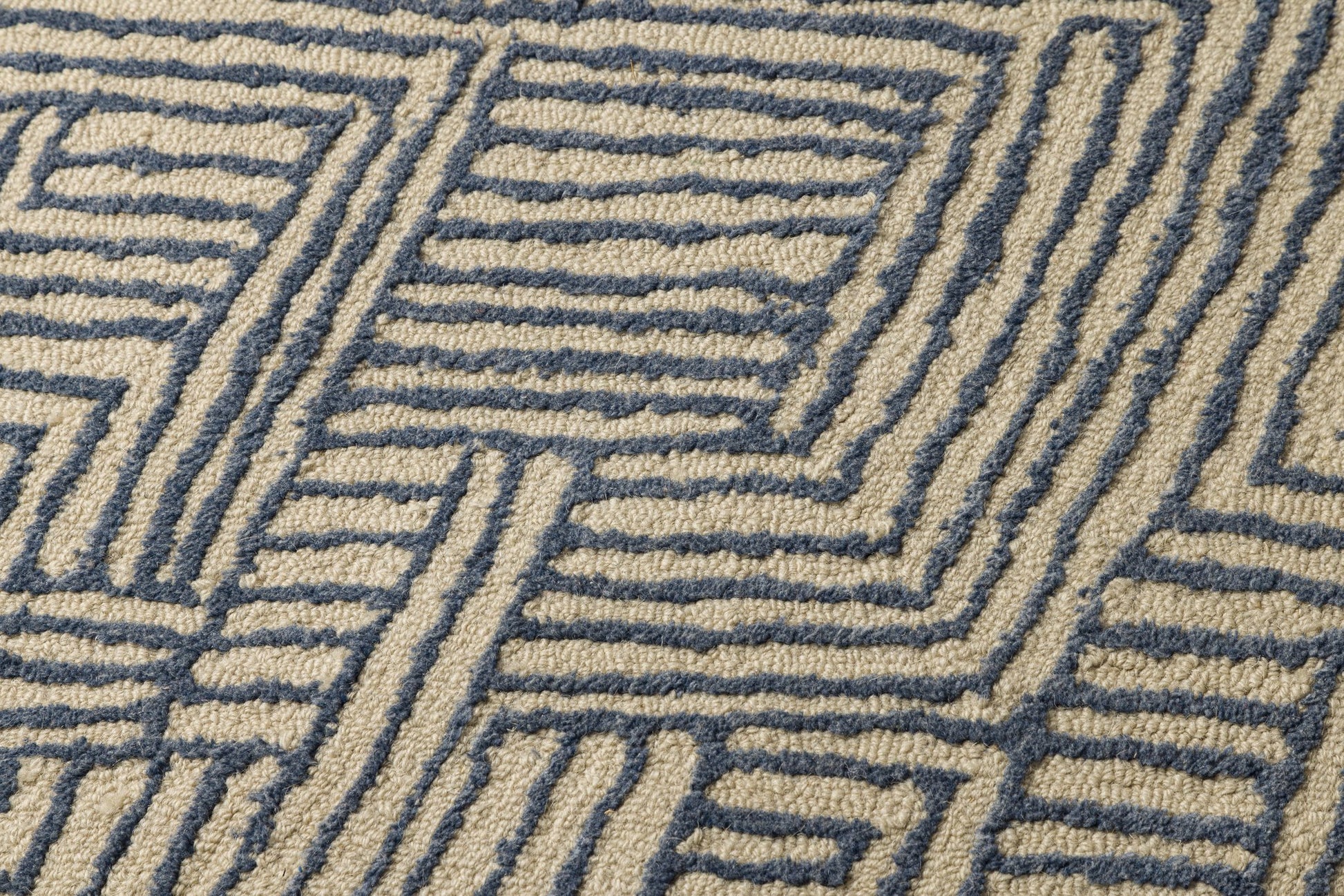 Indigo Maze - Handcrafted Wool Carpet - 100% Wool - 8*5