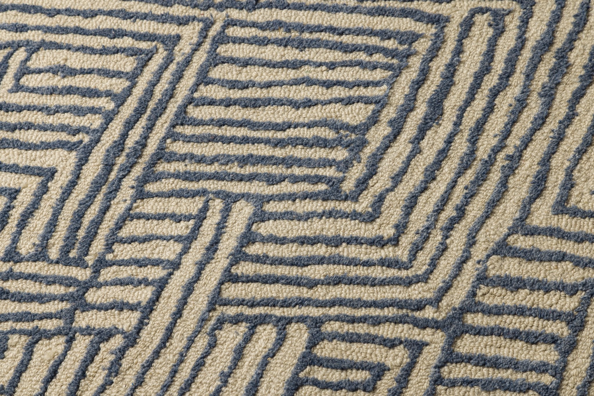 Indigo Maze - Handcrafted Wool Carpet - 100% Wool - 8*5