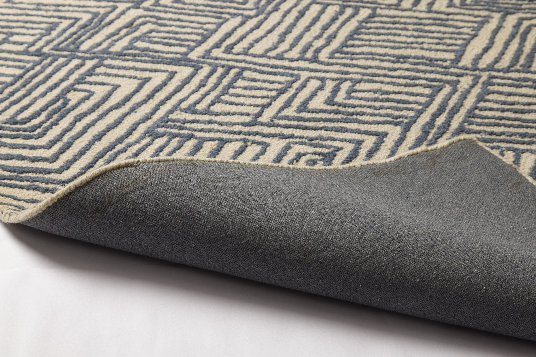 Indigo Maze - Handcrafted Wool Carpet - 100% Wool - 8*5