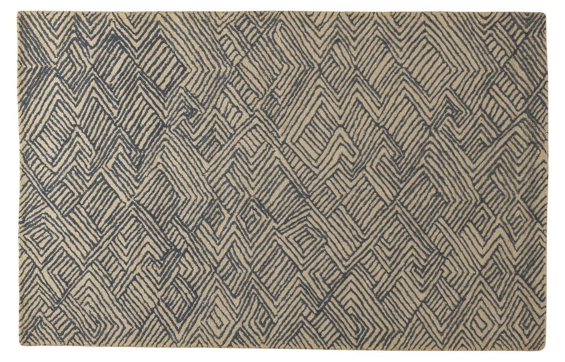 Indigo Maze - Handcrafted Wool Carpet - 100% Wool - 8*5