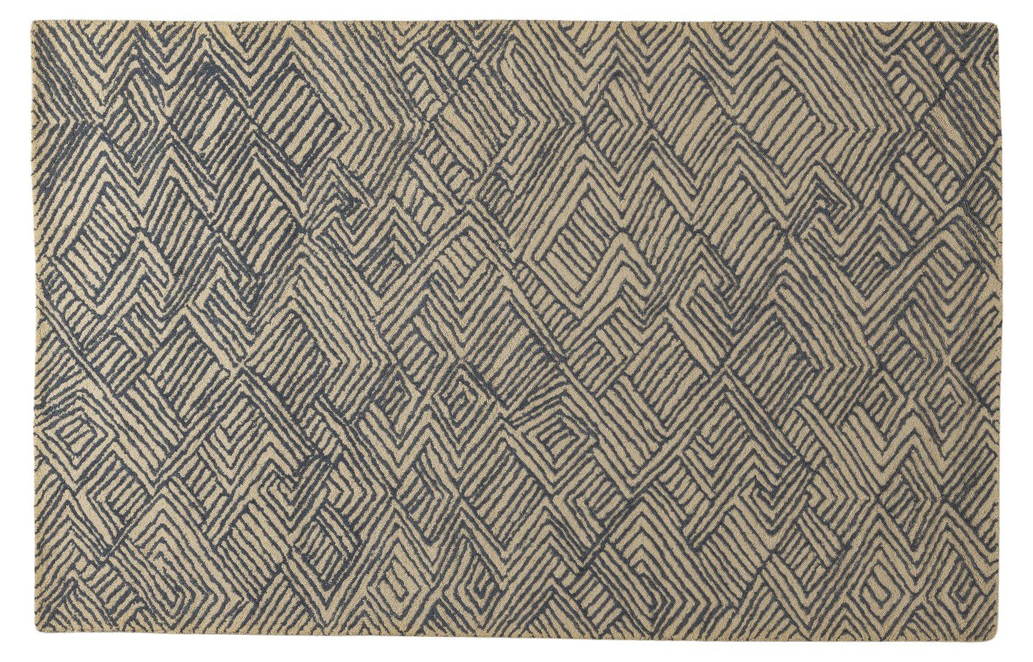 Indigo Maze - Handcrafted Wool Carpet - 100% Wool - 8*5