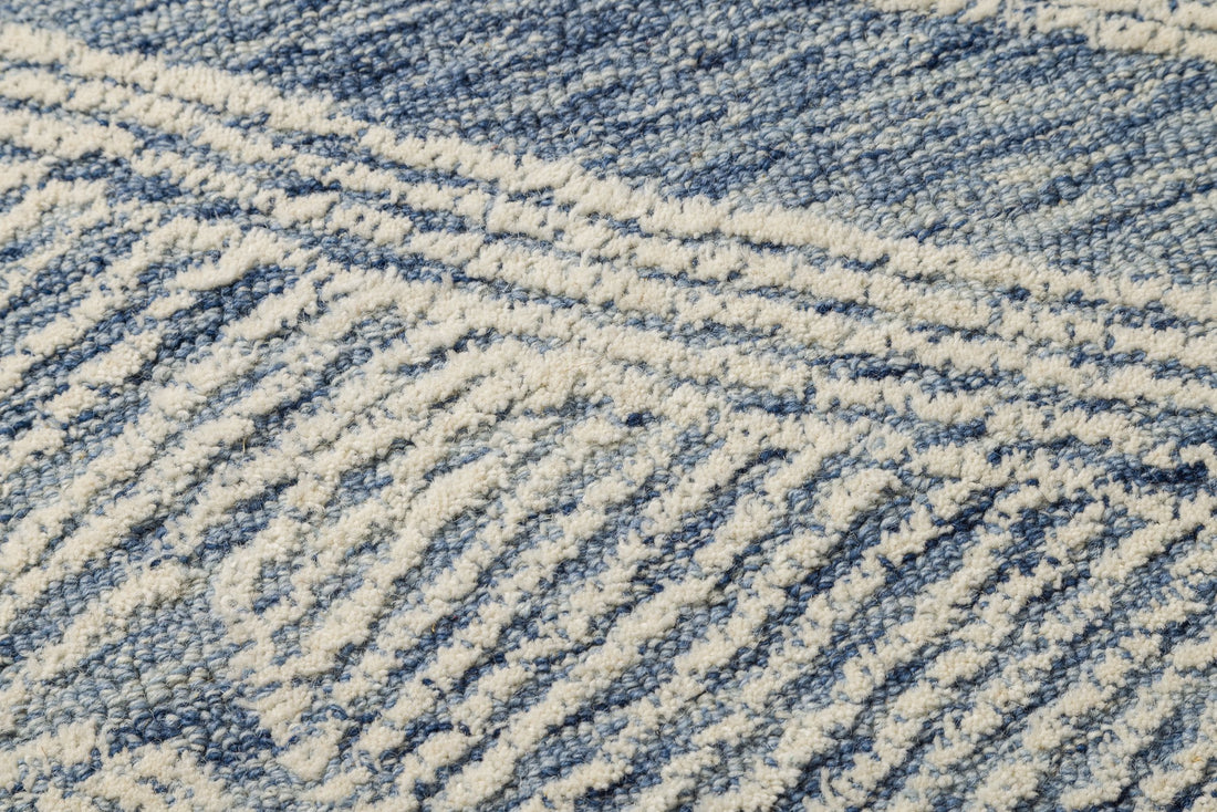 Blue Canopy – Textured Wool Carpet - 100% Wool - 8*5
