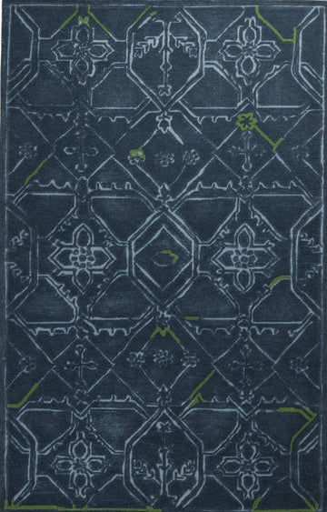 Midnight Mosaic - Handcrafted Wool Carpet - 100 % Wool - 8*5 ft