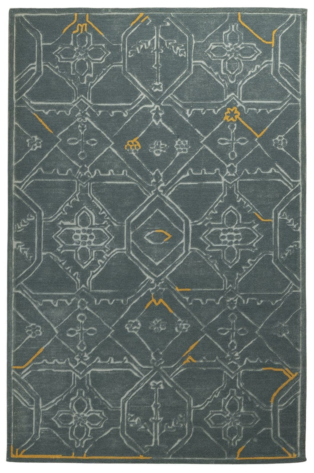 Vintage Lattice Glow - Handcrafted Wool Carpet - 100 % Wool - 8*5 ft