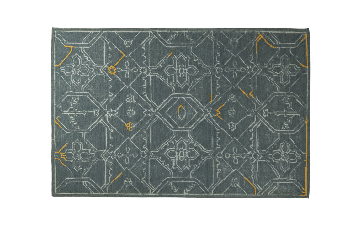 Vintage Lattice Glow - Handcrafted Wool Carpet - 100 % Wool - 8*5 ft