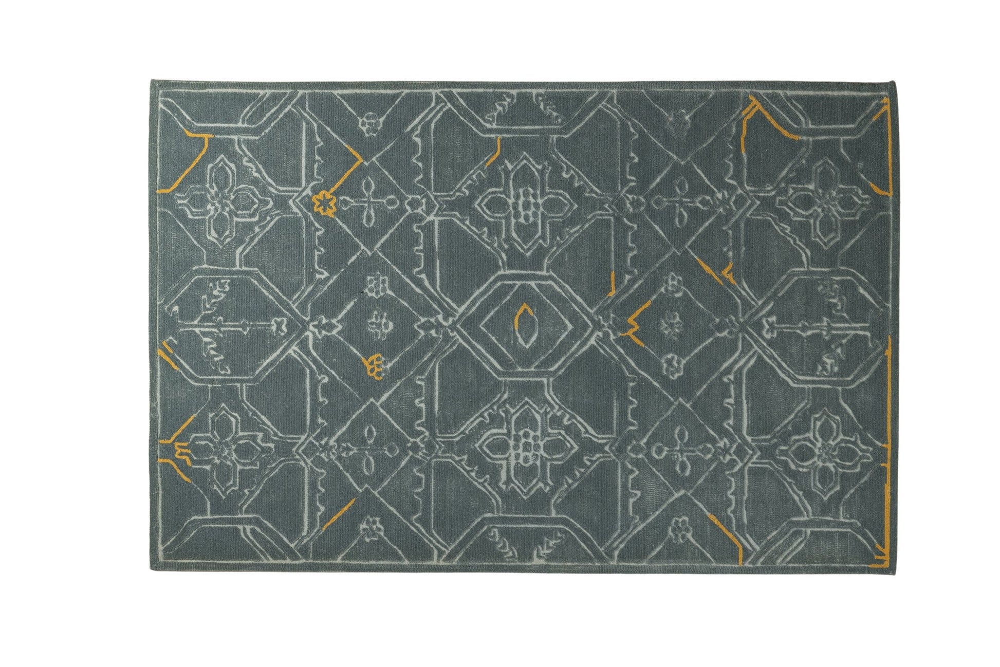 Vintage Lattice Glow - Handcrafted Wool Carpet - 100 % Wool - 8*5 ft